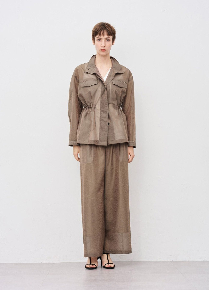 透膚歐根紗寬褲